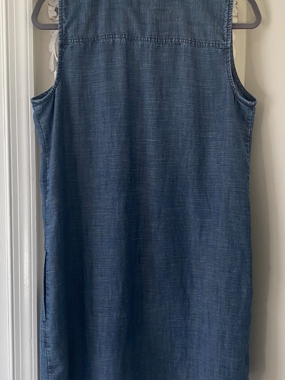 J. Jill Size M Tencel Linen Chambray Sleeveless Shirt Dress Pockets Casual - Picture 10 of 10